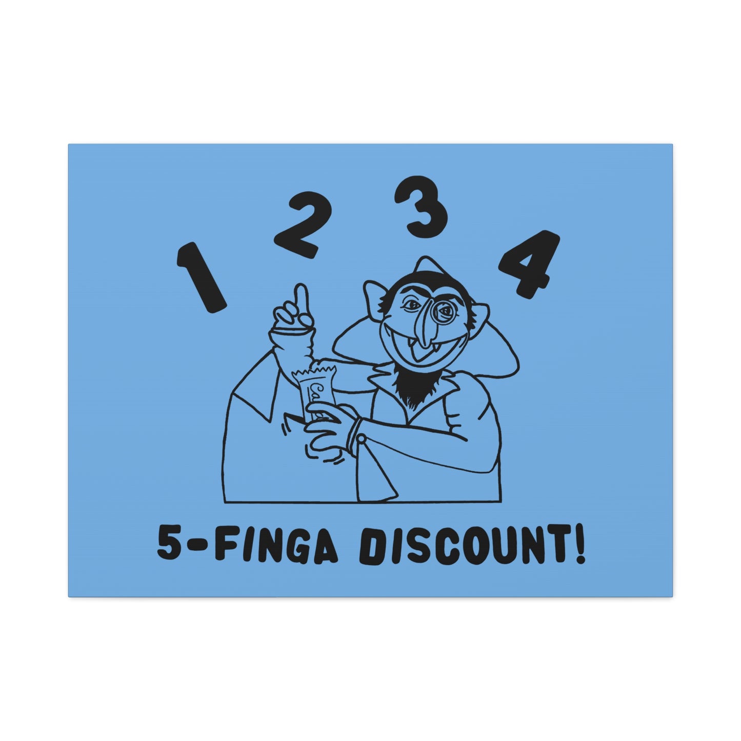 Five Finger Discount Outline Canvas Print Light Blue - Sesame Street The Count Parody Art Print