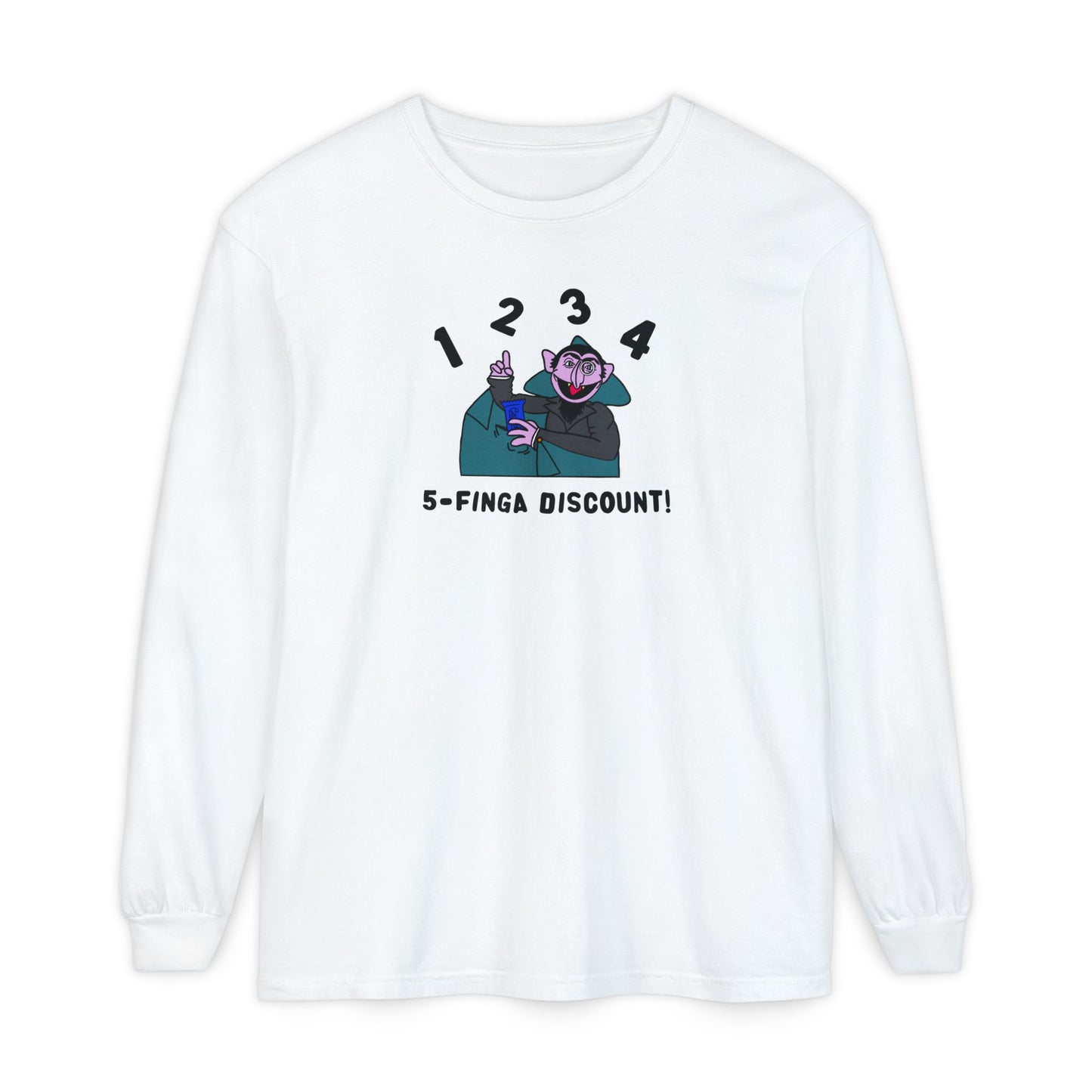 Five Finger Discount Long Sleeve Tee - Sesame Street The Count 5-Finger Discount Shirt