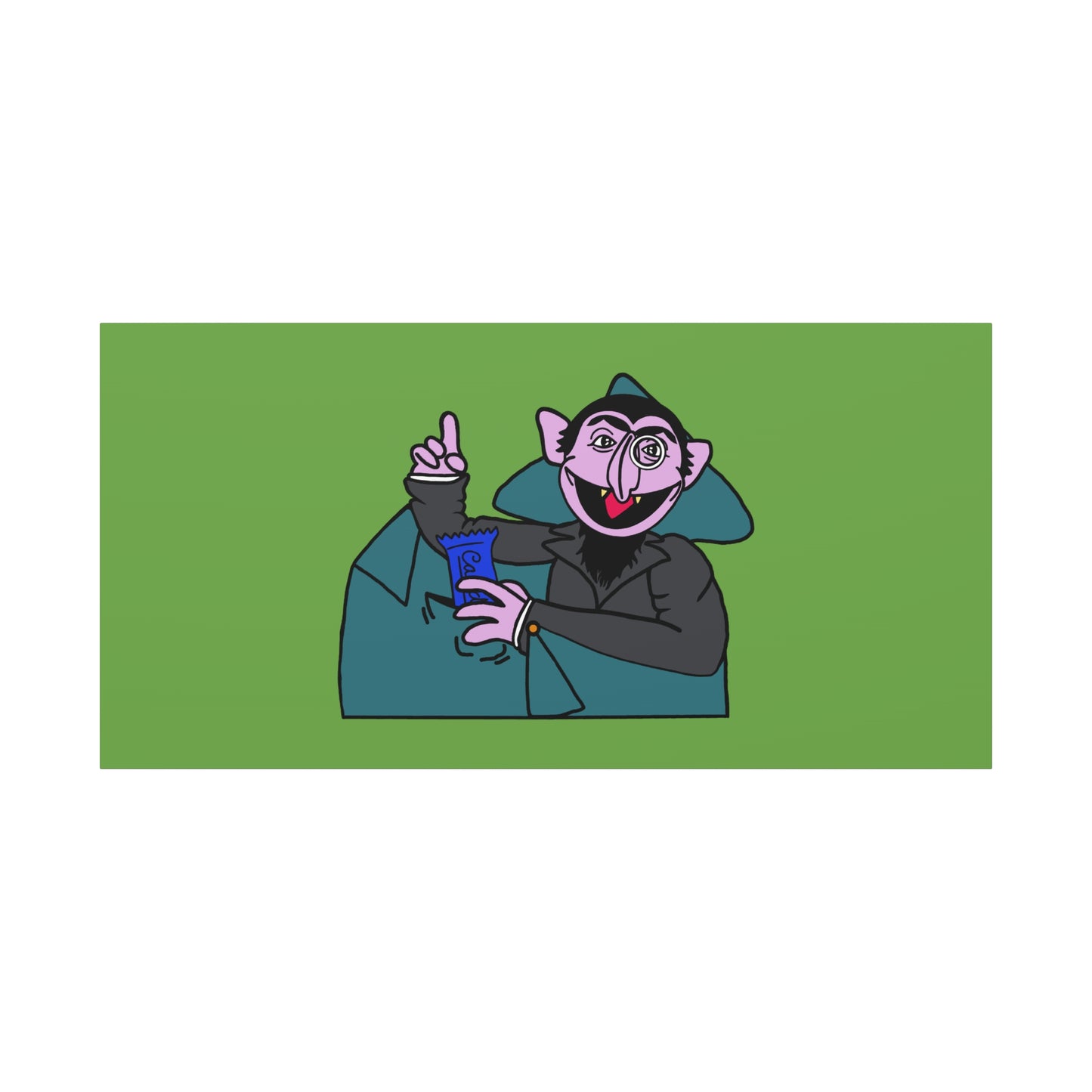 The Count Stealing Candy Canvas Print Green - Sesame Street The Count Parody Art