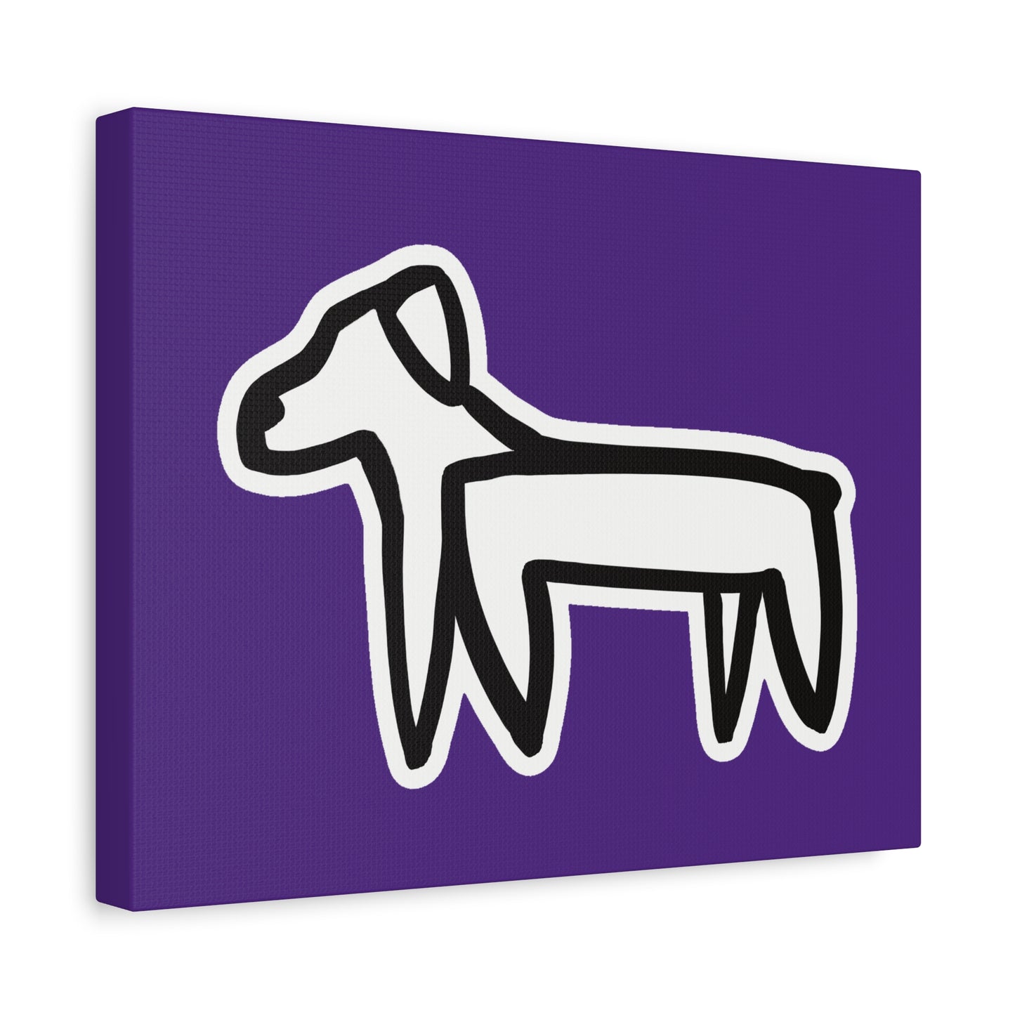 Dog Canvas Print on Purple (Sticker Style White Dog) - Dog Art Print