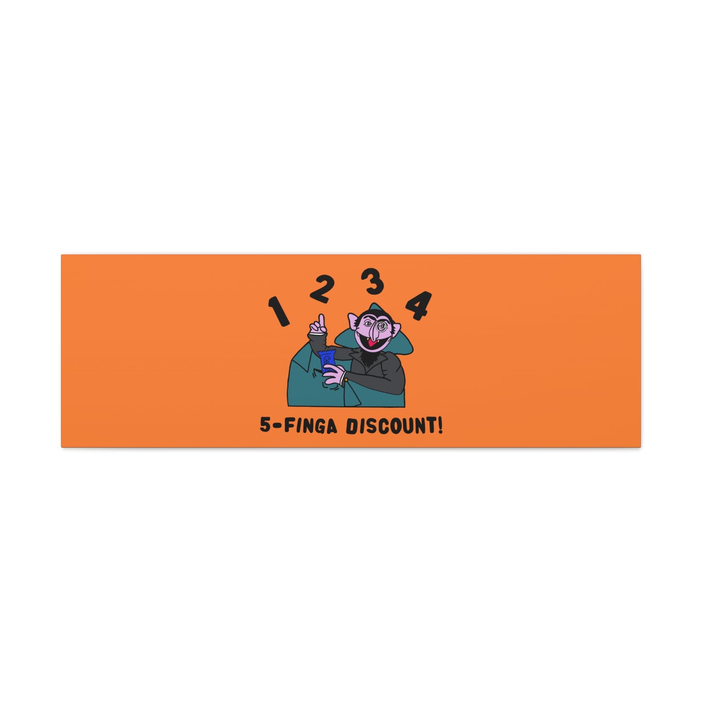 Five Finger Discount Canvas Print Light Orange - Sesame Street The Count Parody Art Print