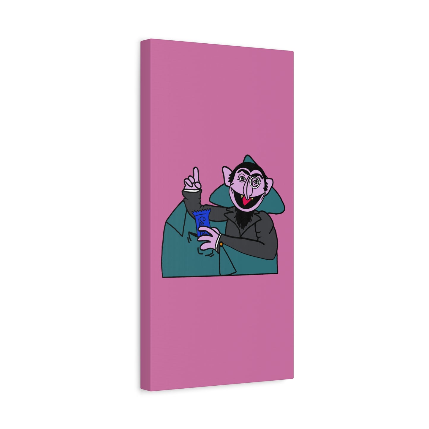 The Count Stealing Candy Canvas Print Light Pink - Sesame Street The Count Parody Art