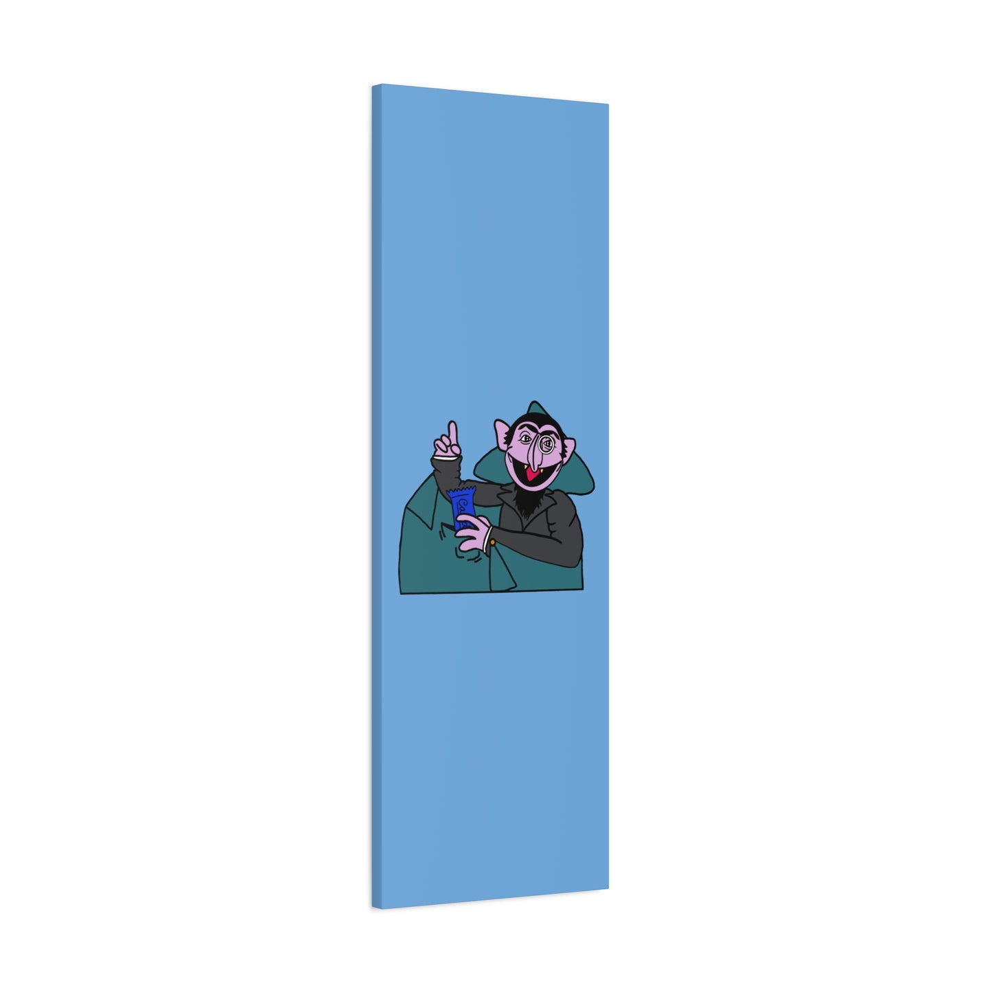 The Count Stealing Candy Canvas Print Light Blue - Sesame Street The Count Parody Art