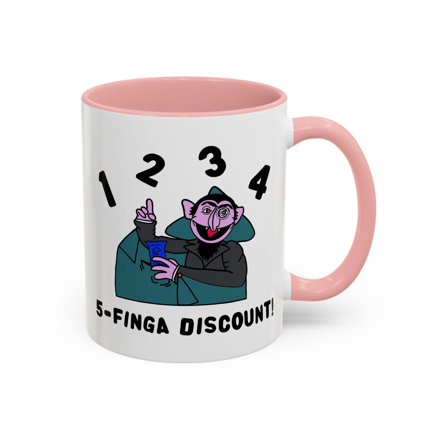 Five Finger Discount Accent Coffee Mug - Sesame Street The Count Parody Coffee Mug