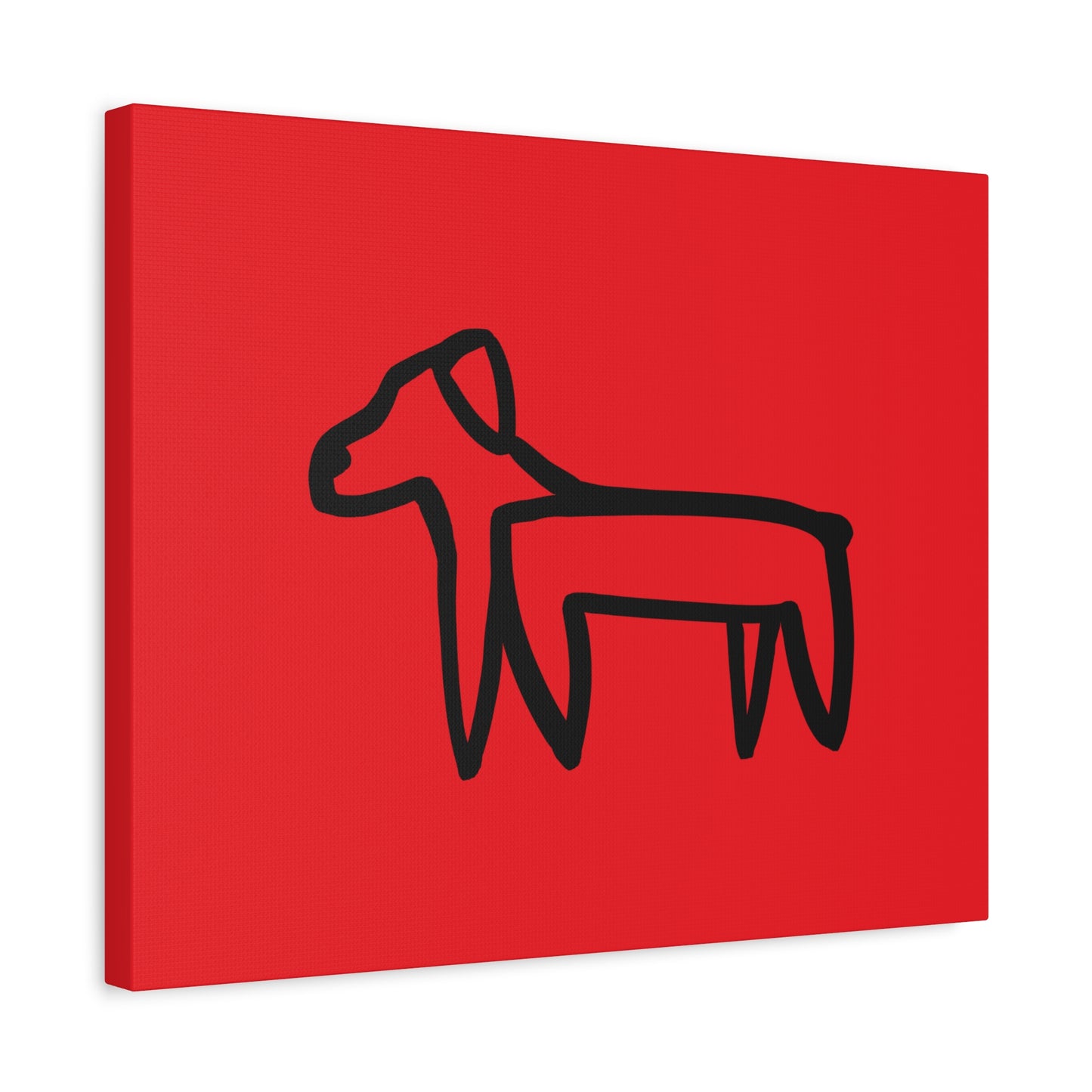 Dog Canvas Print on Red (Transparent Style Black Dog) - Dog Drawing Canvas