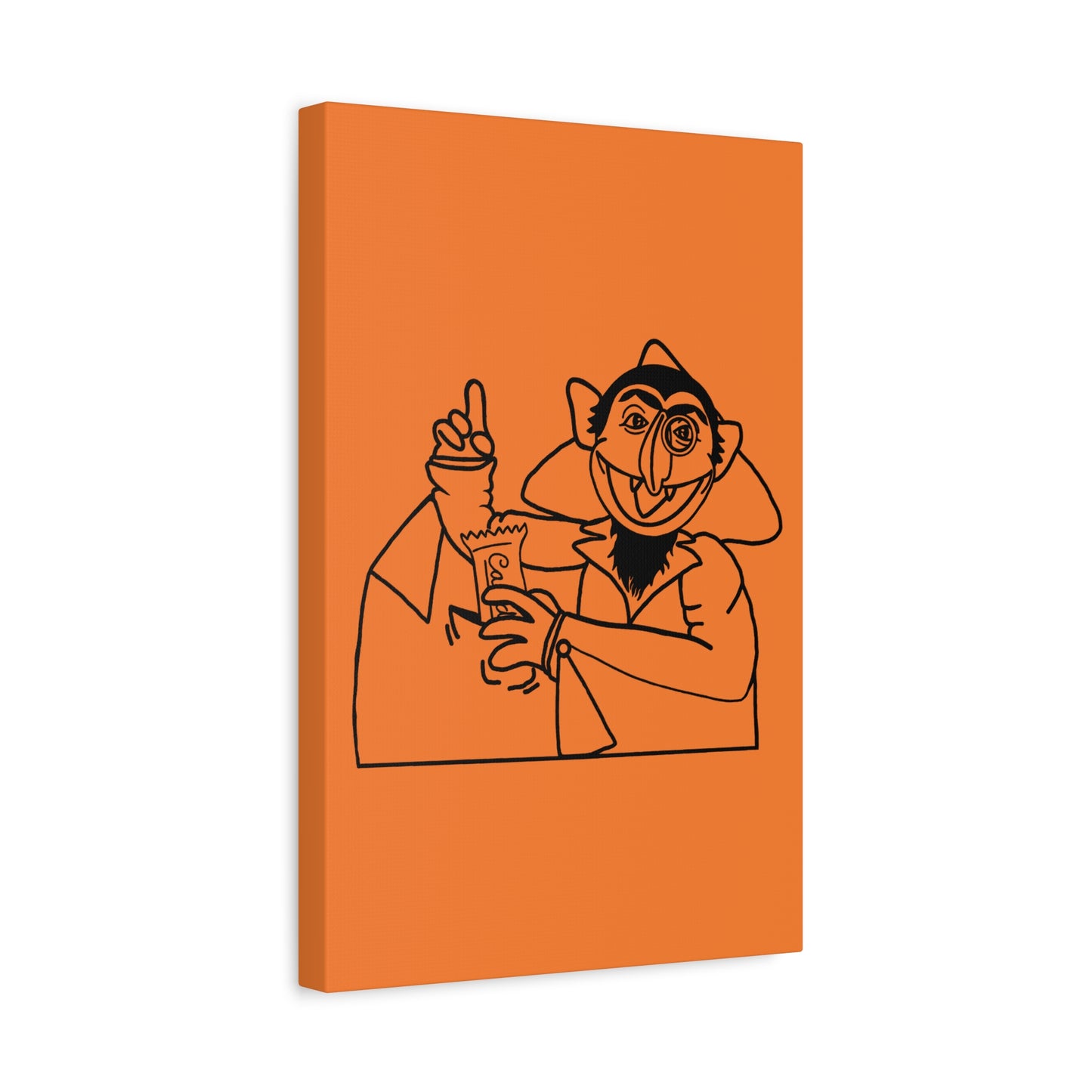The Count Stealing Candy Outline Canvas Print Light Orange - Sesame Street The Count Parody Art