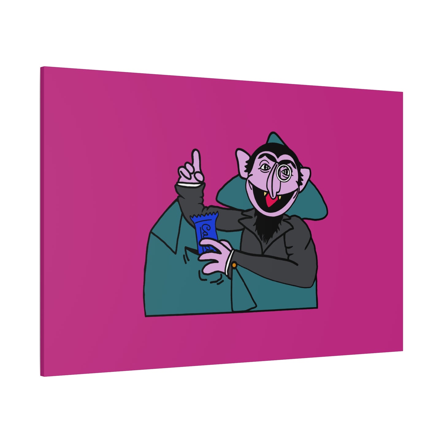 The Count Stealing Candy Canvas Print Pink - Sesame Street The Count Parody Art