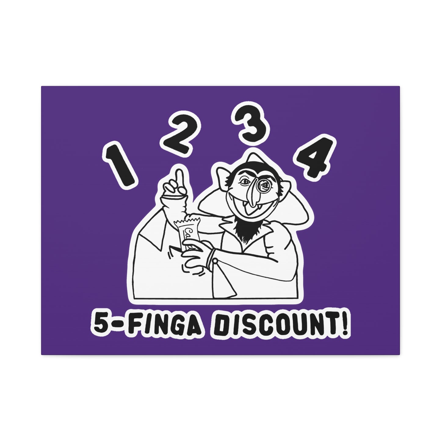 Five Finger Discount Outline Canvas Print Purple - Sesame Street The Count Parody Art Print