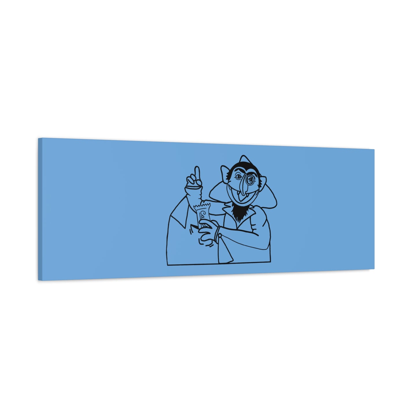 The Count Stealing Candy Outline Canvas Print Light Blue - Sesame Street The Count Parody Art