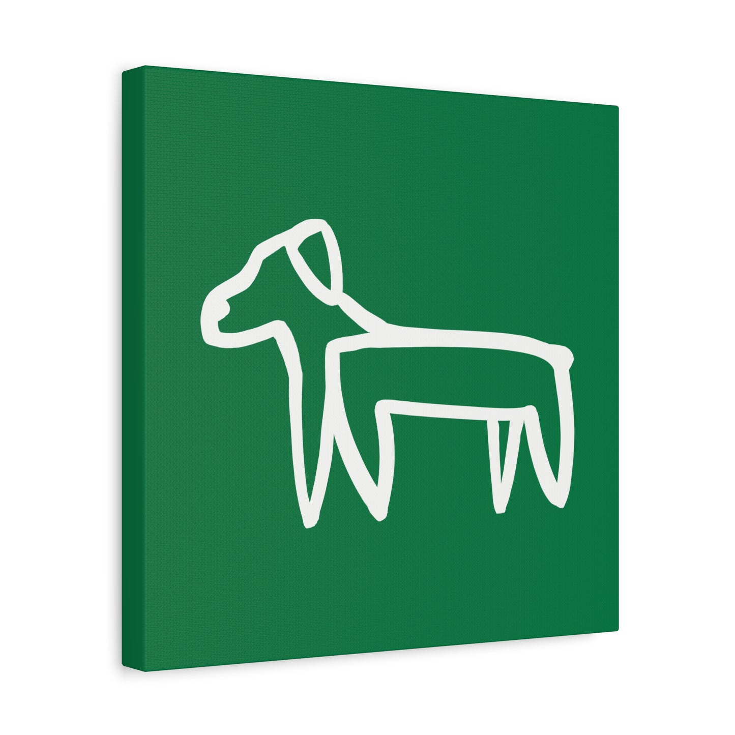 Dog Canvas Print on Green (Transparent Style White Dog) - Dog Art Print