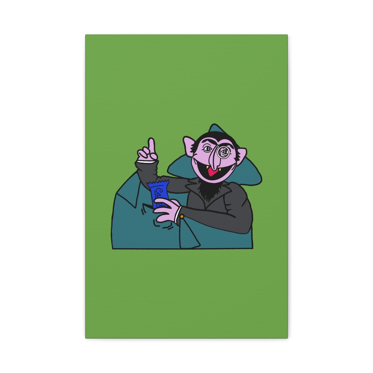 The Count Stealing Candy Canvas Print Green - Sesame Street The Count Parody Art