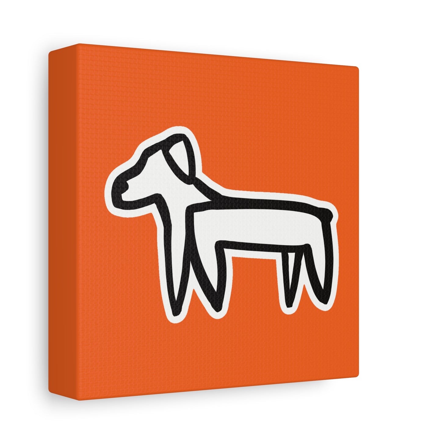 Dog Canvas Print on Orange (Sticker Style White Dog) - Dog Art Print