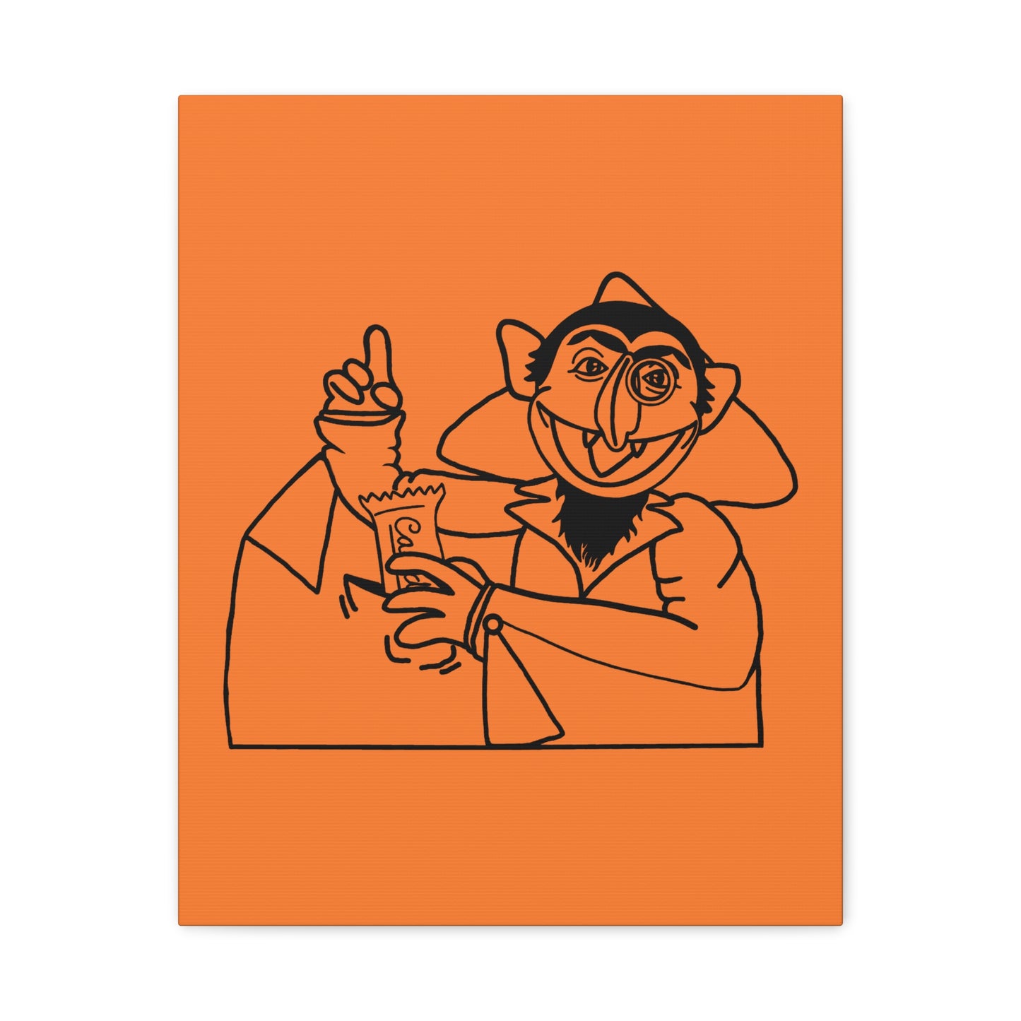 The Count Stealing Candy Outline Canvas Print Light Orange - Sesame Street The Count Parody Art