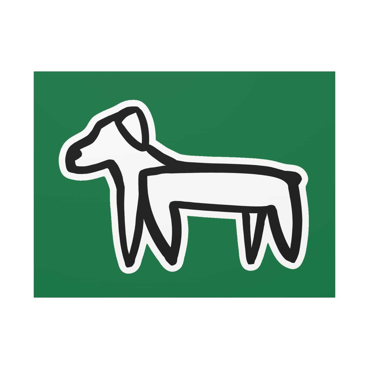 Dog Canvas Print on Green (Sticker Style White Dog) - Dog Art Print