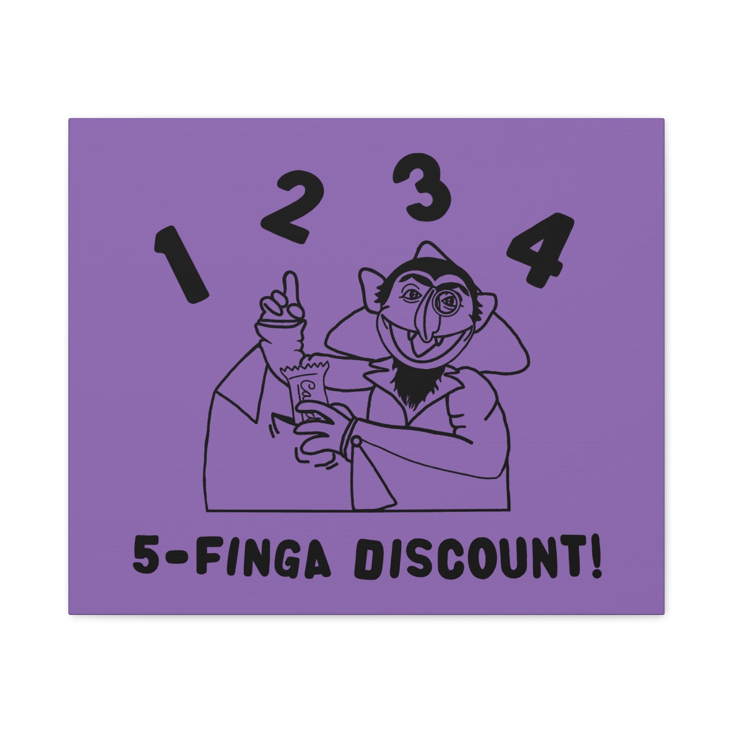 Five Finger Discount Outline Canvas Print Light Purple - Sesame Street The Count Parody Art Print