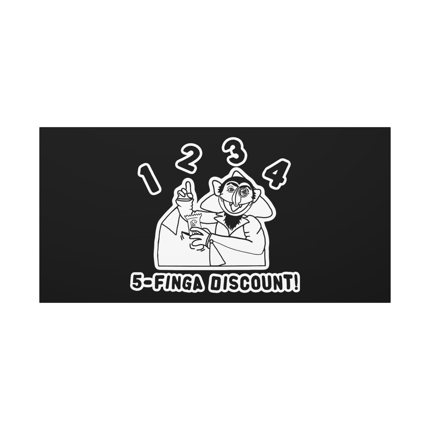 Five Finger Discount Outline Canvas Print Black - Sesame Street The Count Parody Art Print