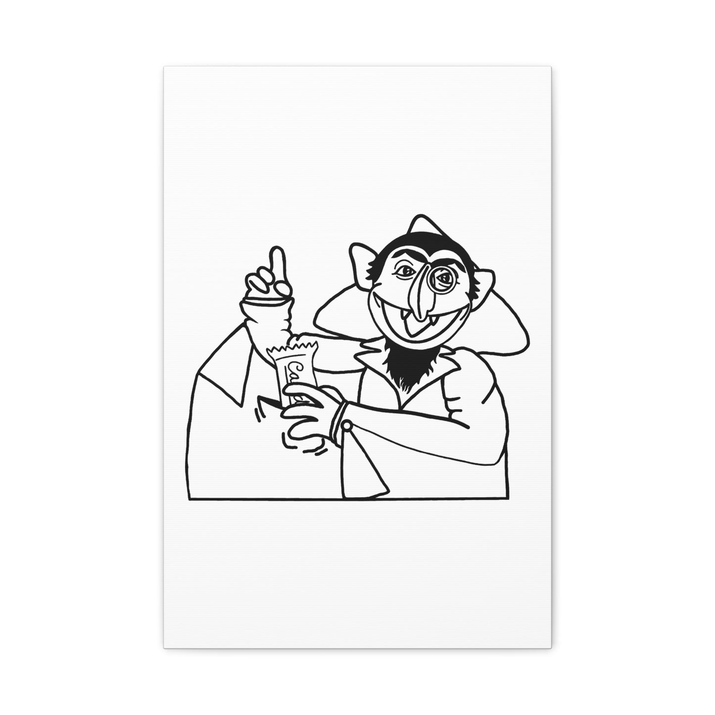 The Count Stealing Candy Outline Canvas Print White - Sesame Street The Count Parody Art