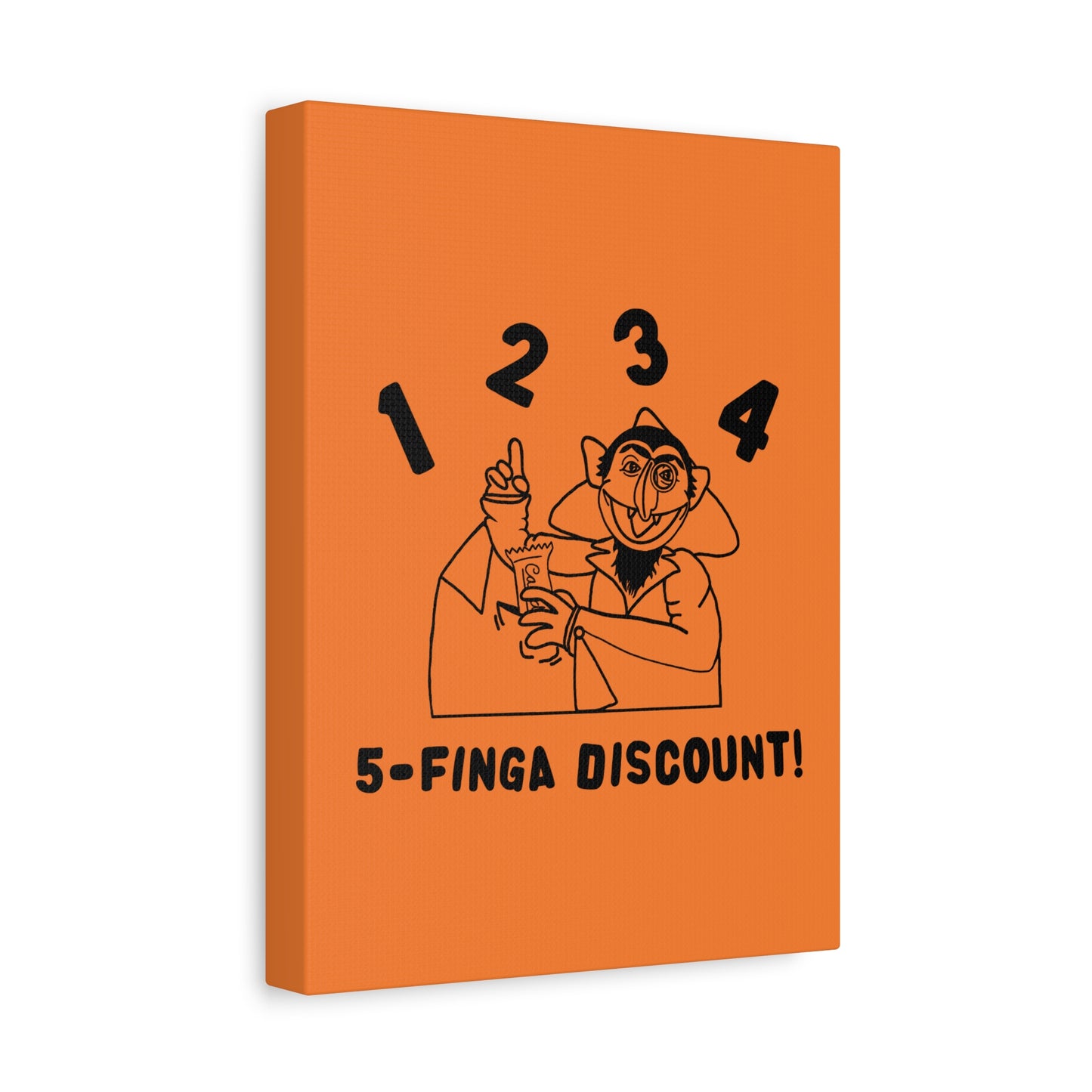 Five Finger Discount Outline Canvas Print Light Orange - Sesame Street The Count Parody Art Print