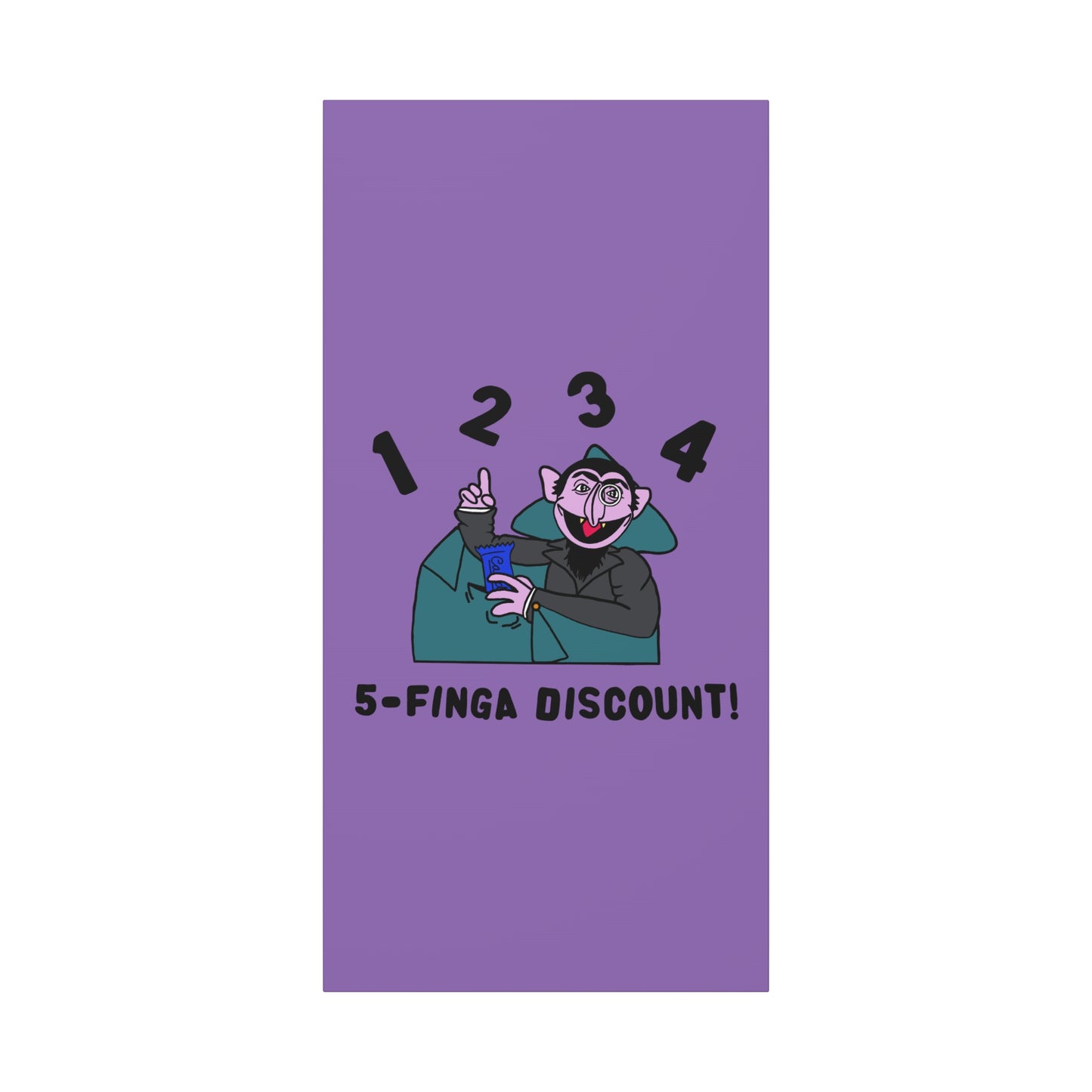 Five Finger Discount Canvas Print Light Purple - Sesame Street The Count Parody Art Print