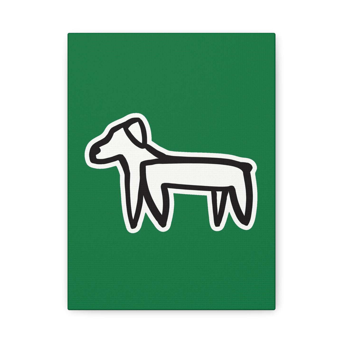 Dog Canvas Print on Green (Sticker Style White Dog) - Dog Art Print