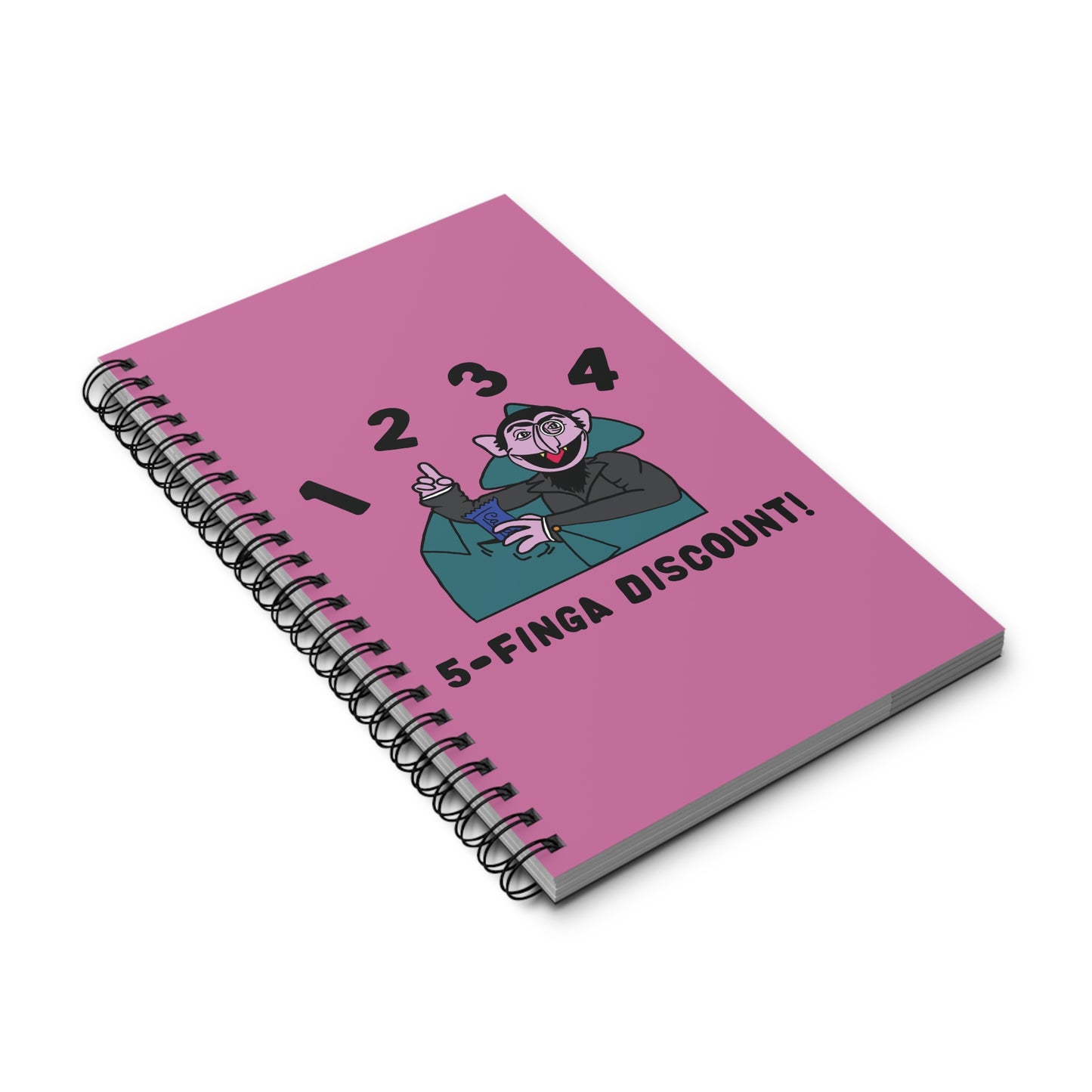 Five Finger Discount Notebook Light Pink - Sesame Street The Count Parody Notebook