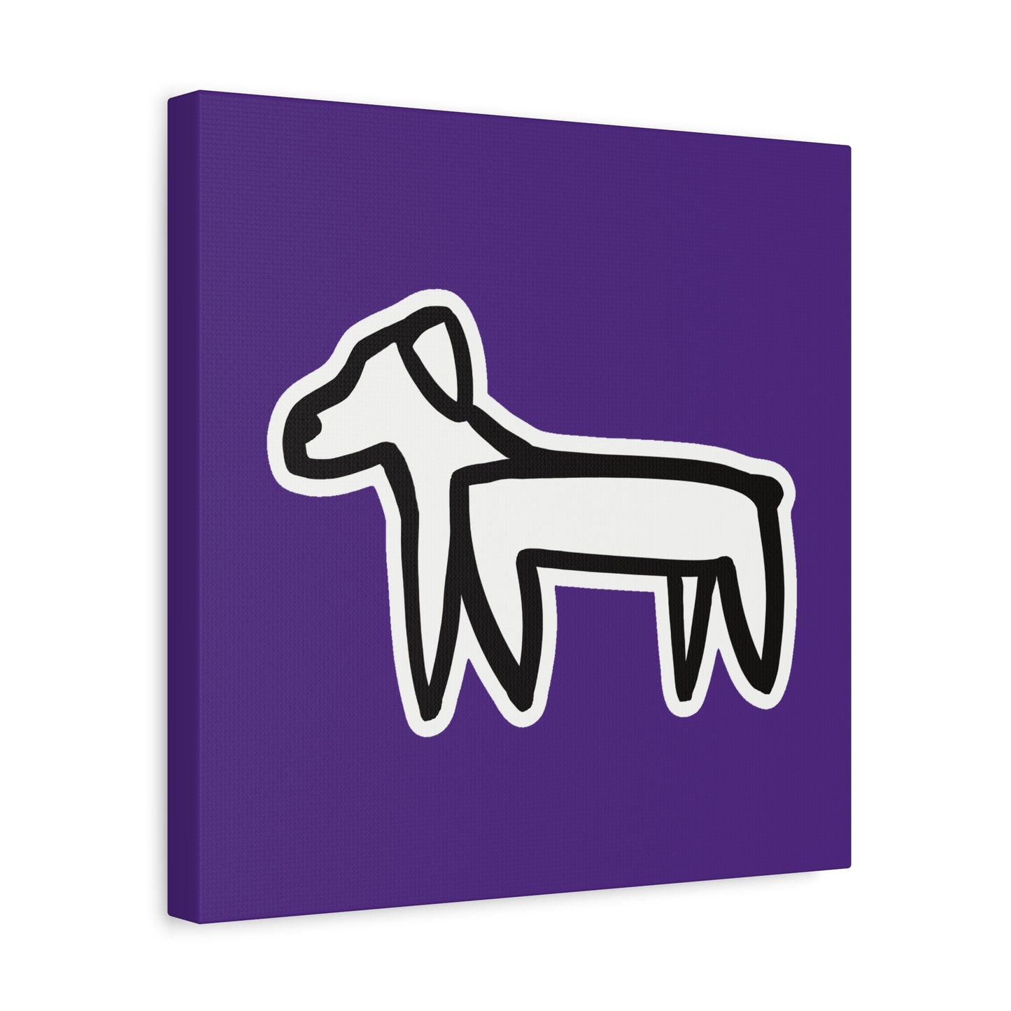Dog Canvas Print on Purple (Sticker Style White Dog) - Dog Art Print