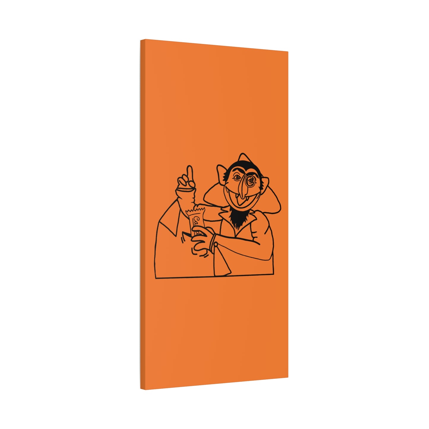 The Count Stealing Candy Outline Canvas Print Light Orange - Sesame Street The Count Parody Art