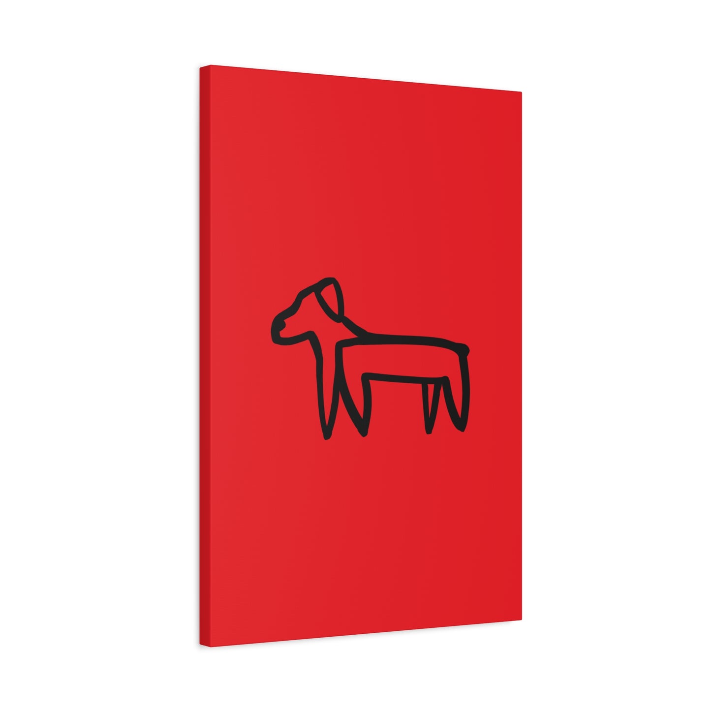 Dog Canvas Print on Red (Transparent Style Black Dog) - Dog Drawing Canvas