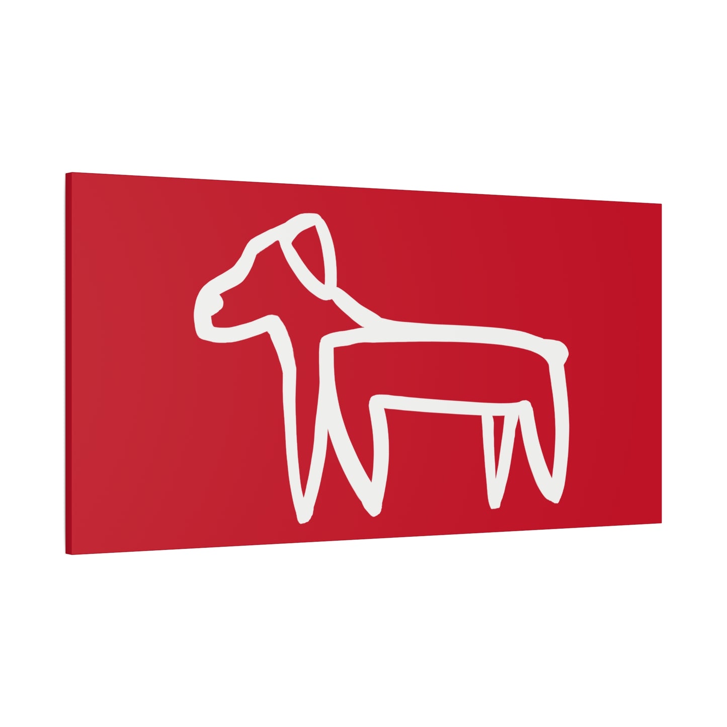 Dog Canvas Print on Red (Transparent Style White Dog) - Dog Art Print