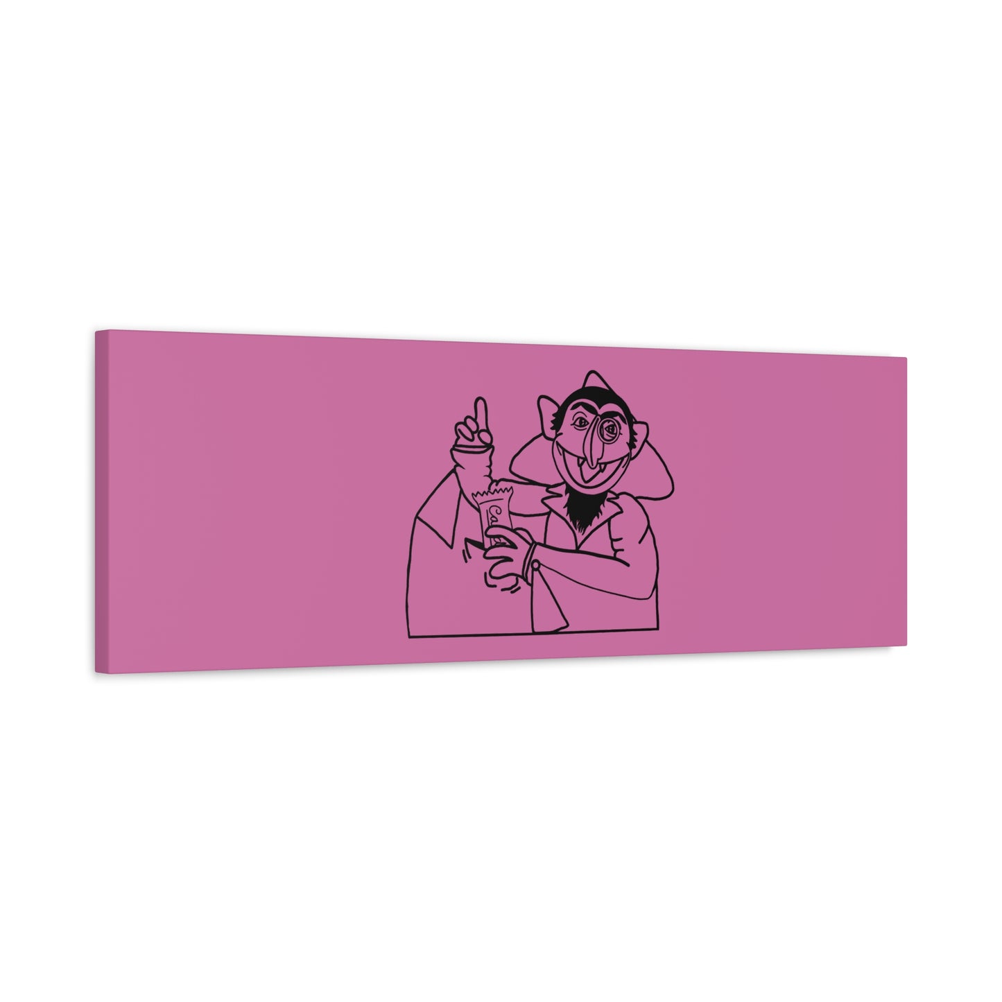 The Count Stealing Candy Outline Canvas Print Light Pink - Sesame Street The Count Parody Art