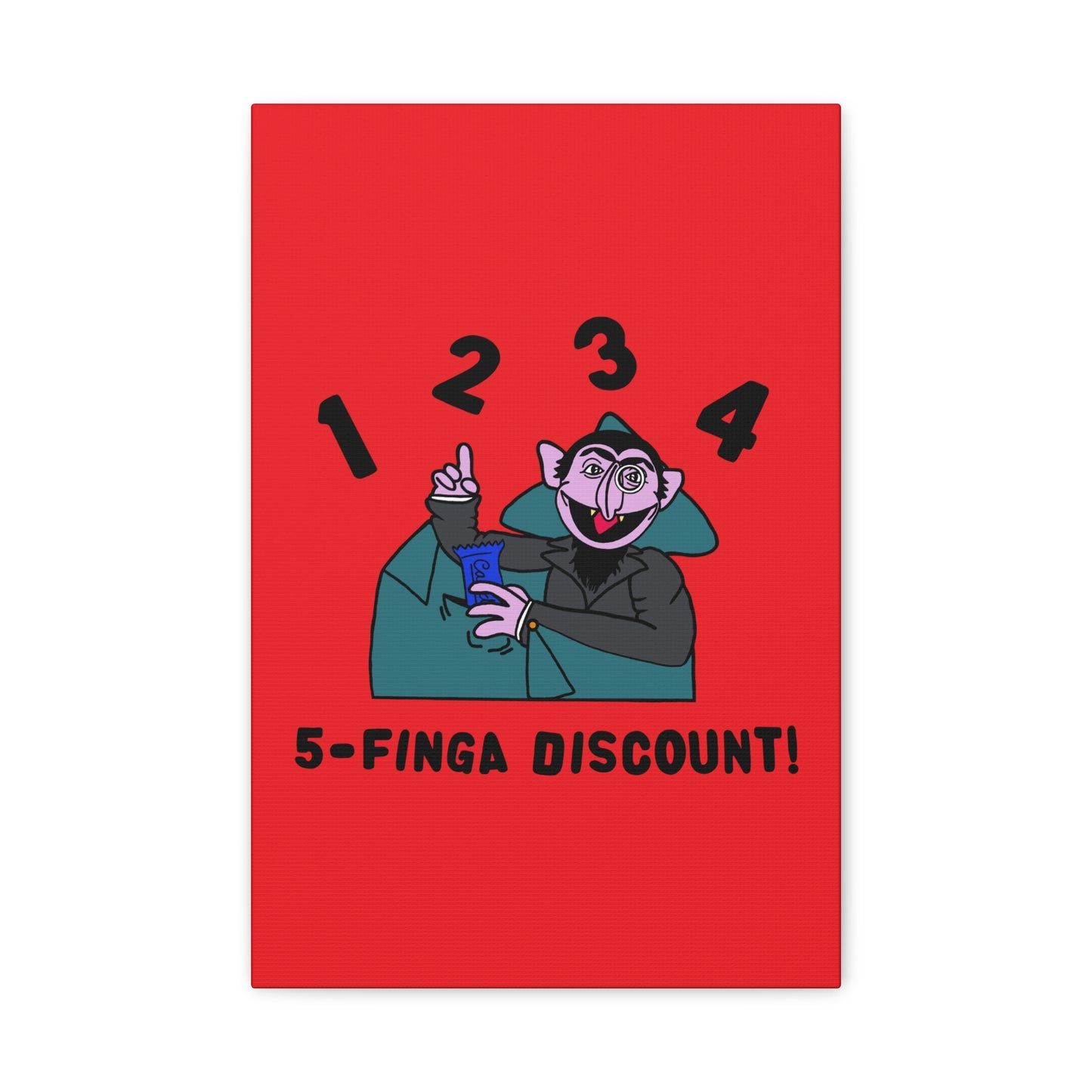 Five Finger Discount Canvas Print Red - Sesame Street The Count Parody Art Print
