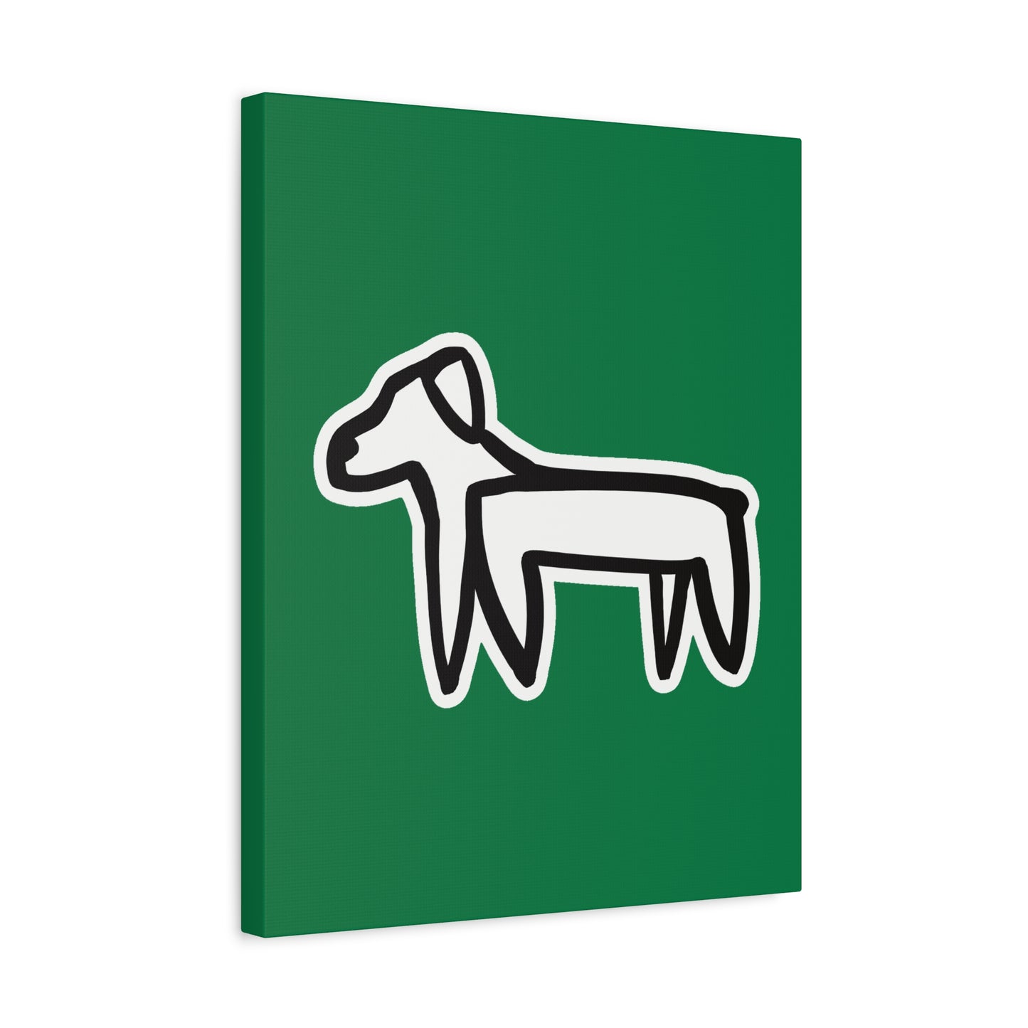 Dog Canvas Print on Green (Sticker Style White Dog) - Dog Art Print