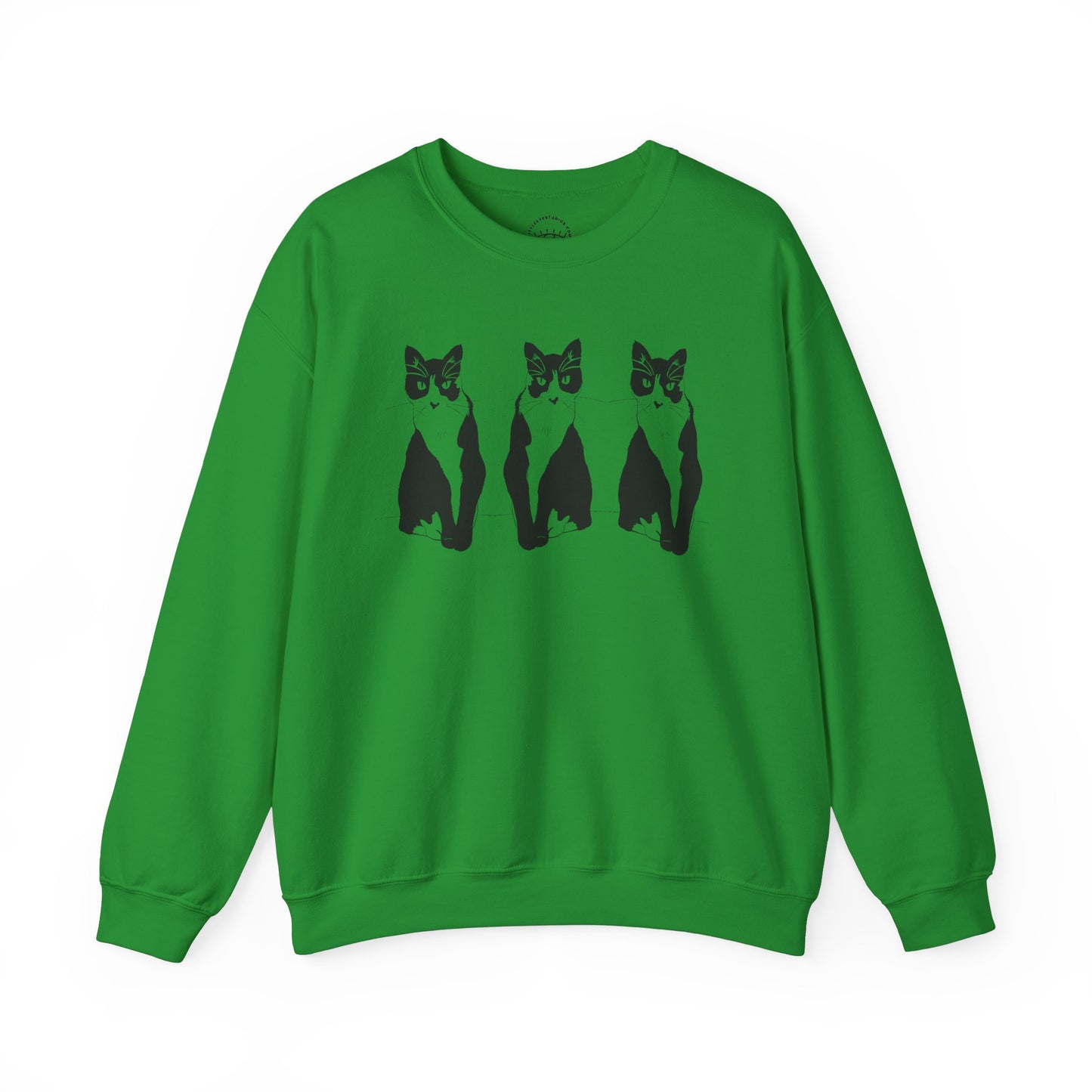 Cat x3 Sweatshirt (Transparent Style Cat) - Cat Drawing Sweatshirt