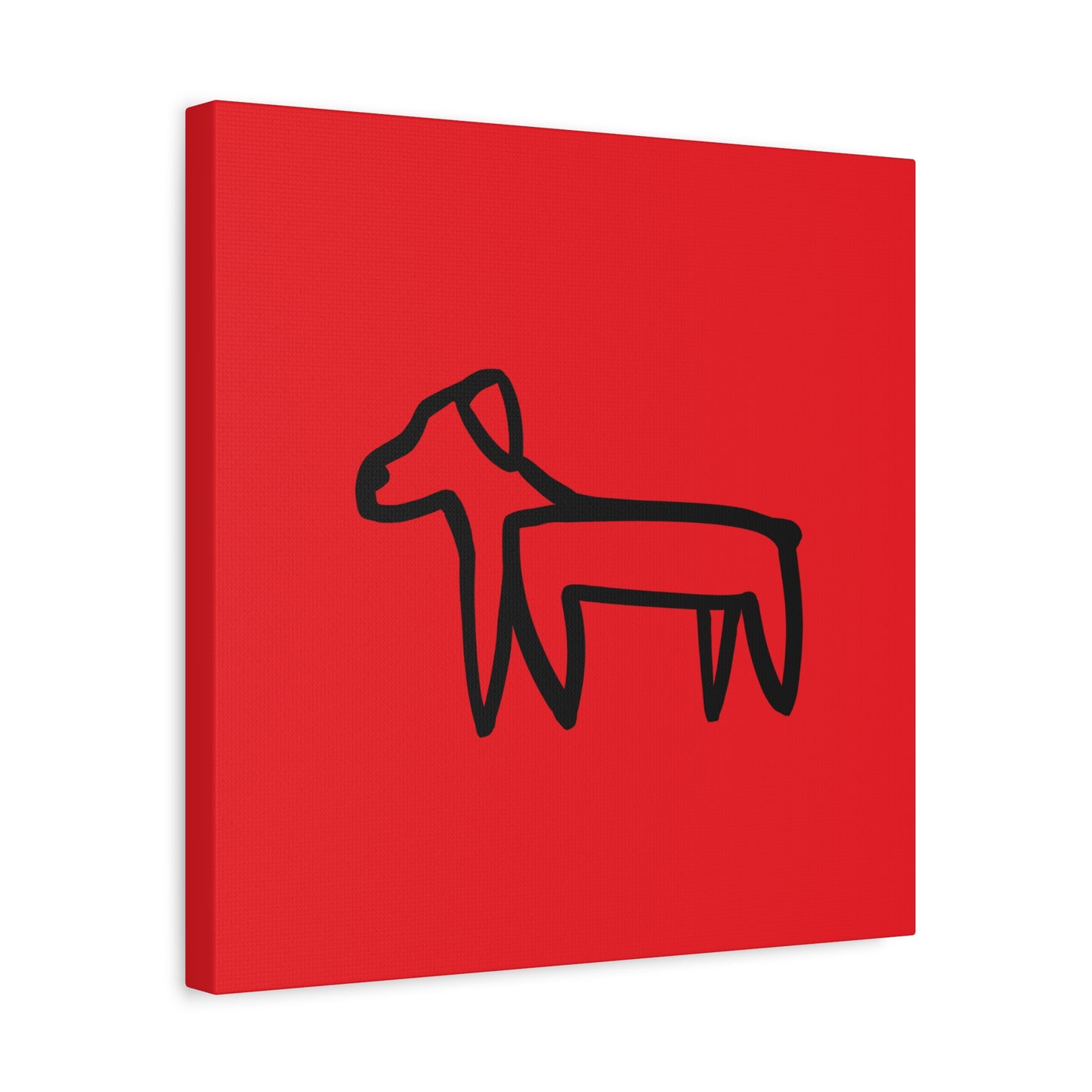 Dog Canvas Print on Red (Transparent Style Black Dog) - Dog Drawing Canvas