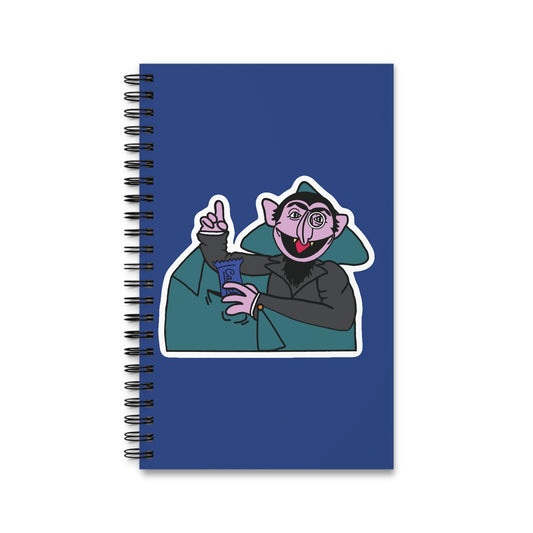 The Count Stealing Candy Notebook Dark Blue - Sesame Street The Count Parody Spiral Notebook