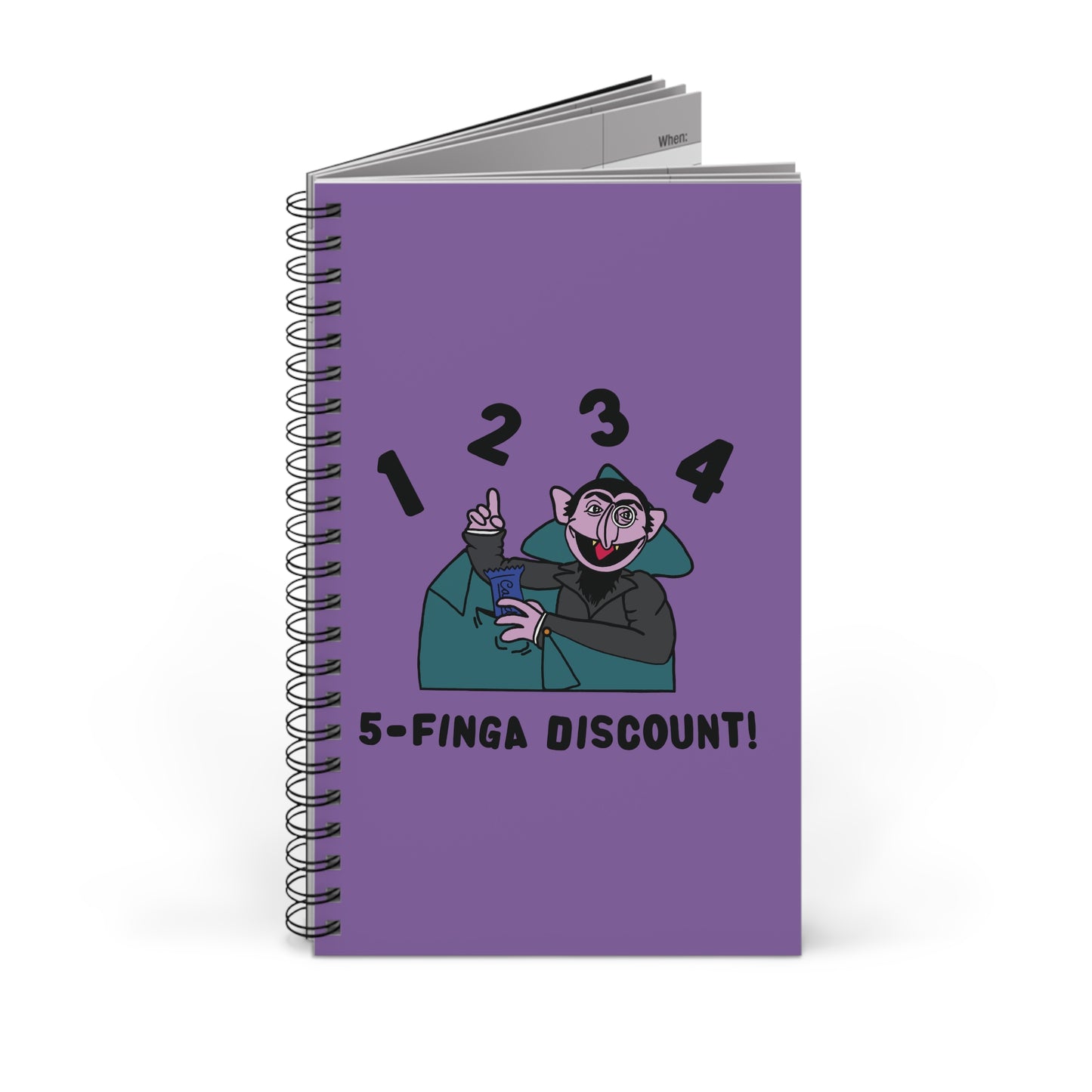 Five Finger Discount Notebook Light Purple - Sesame Street The Count Parody Notebook