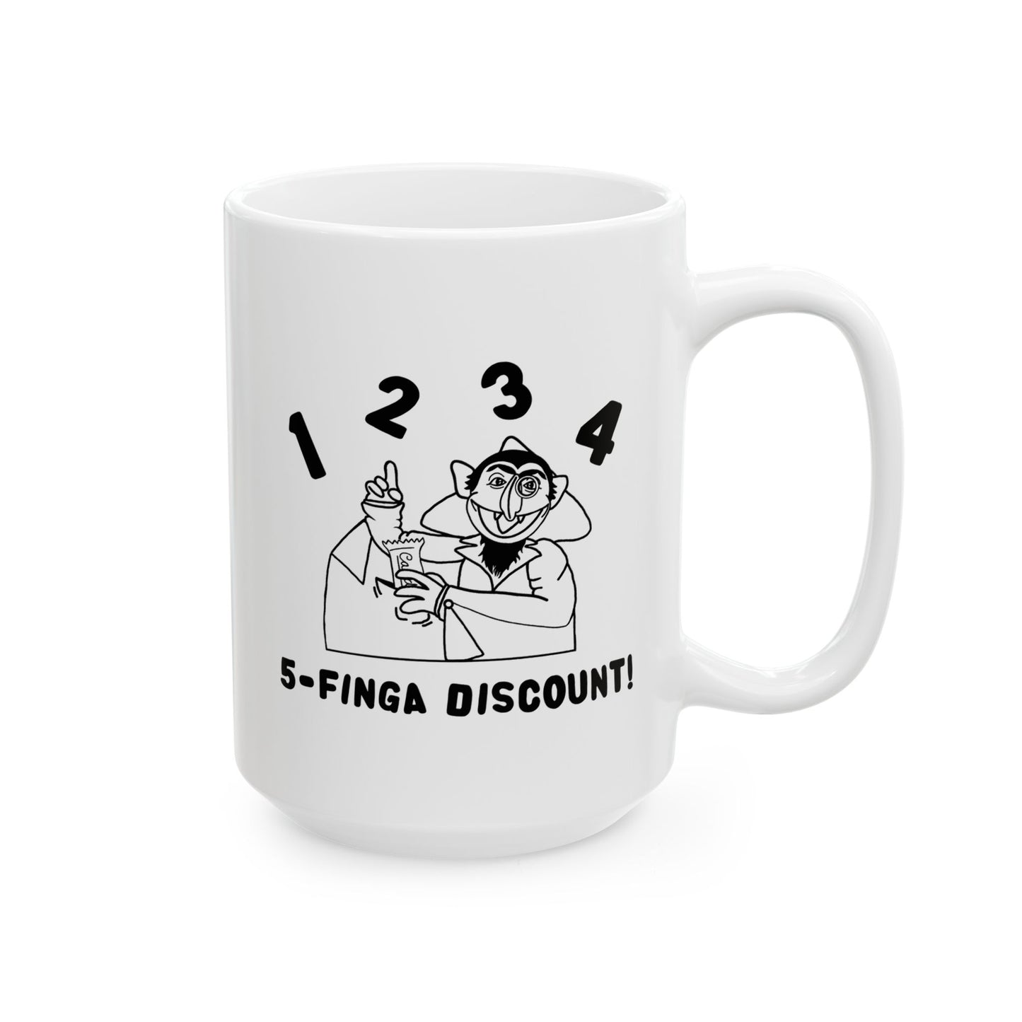 Five Finger Discount Outline Mug - Sesame Street The Count Parody Coffee Mug