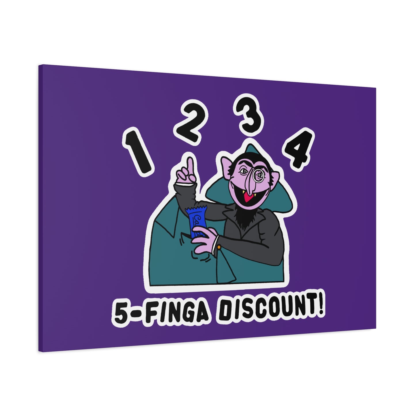 Five Finger Discount Canvas Print Light Purple - Sesame Street The Count Parody Art Print