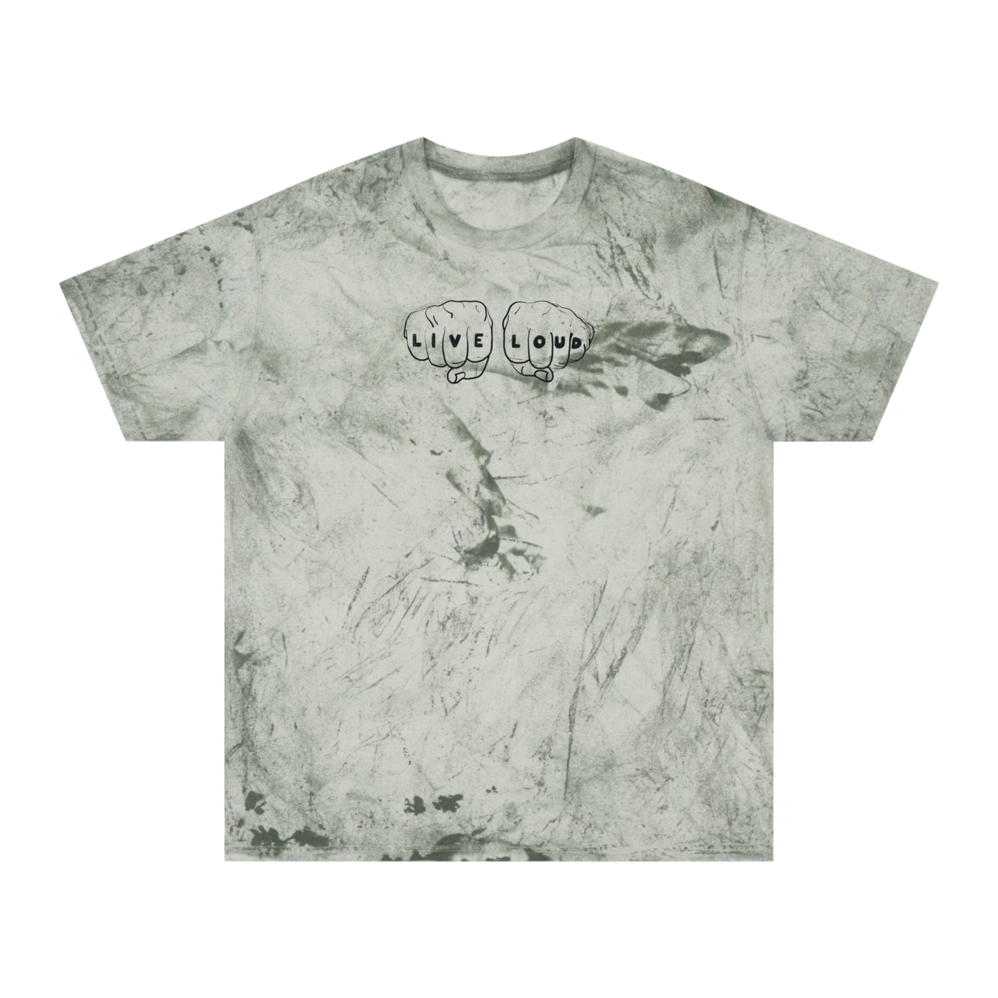 Live Loud Knuckle Tats Tattooed Fists Color Blast Tee