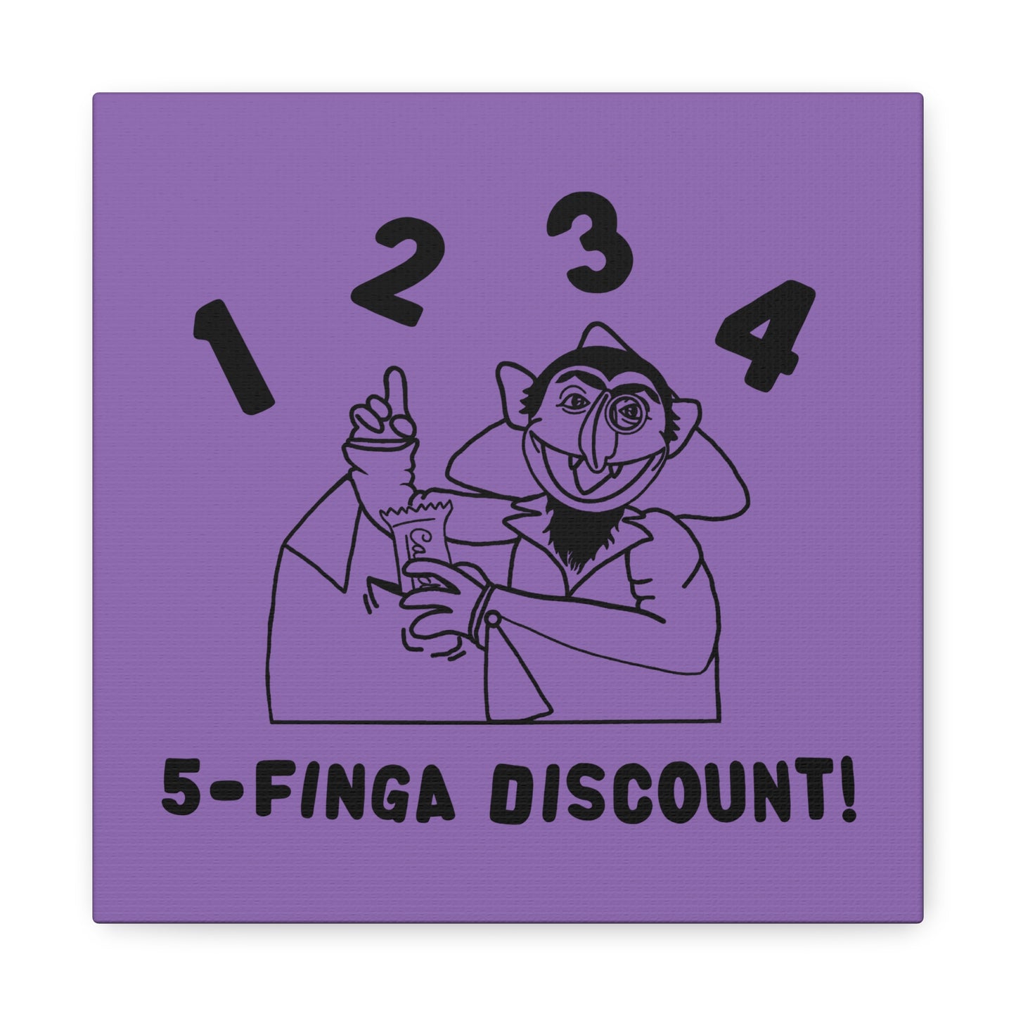 Five Finger Discount Outline Canvas Print Light Purple - Sesame Street The Count Parody Art Print