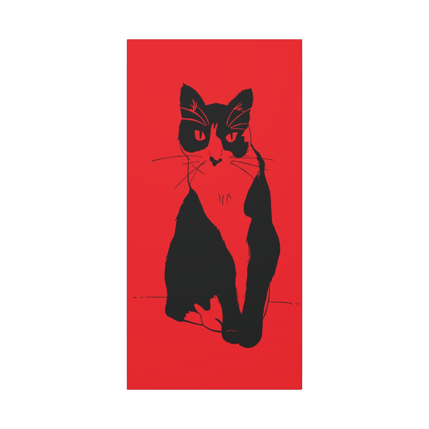 Cat Canvas Print on Red (Transparent Style Cat) - Cat Drawing Art
