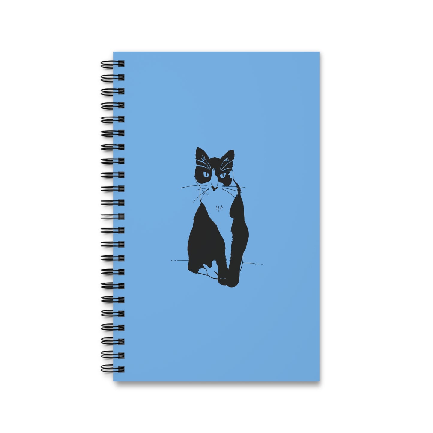 Cat Notebook in Light Blue (Transparent Style Cat) - Cat Spiral Notebook