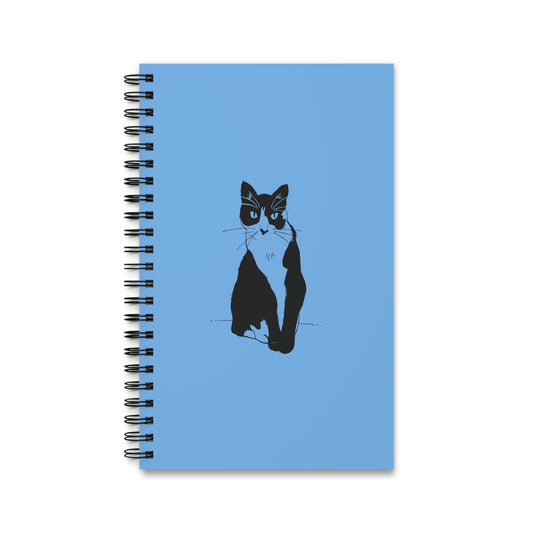 Cat Notebook in Light Blue (Transparent Style Cat) - Cat Spiral Notebook