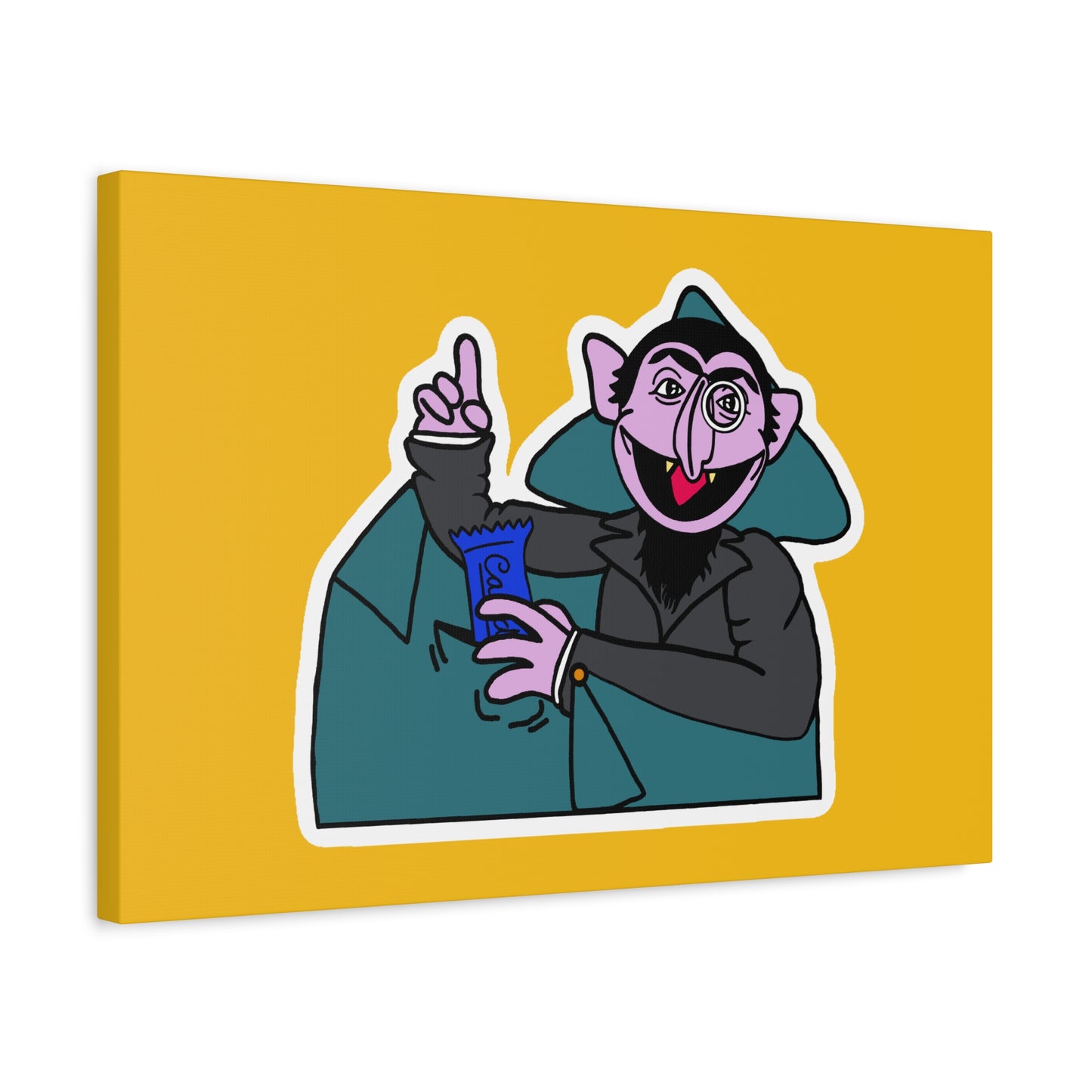 The Count Stealing Candy Canvas Print Yellow - Sesame Street The Count Parody Art