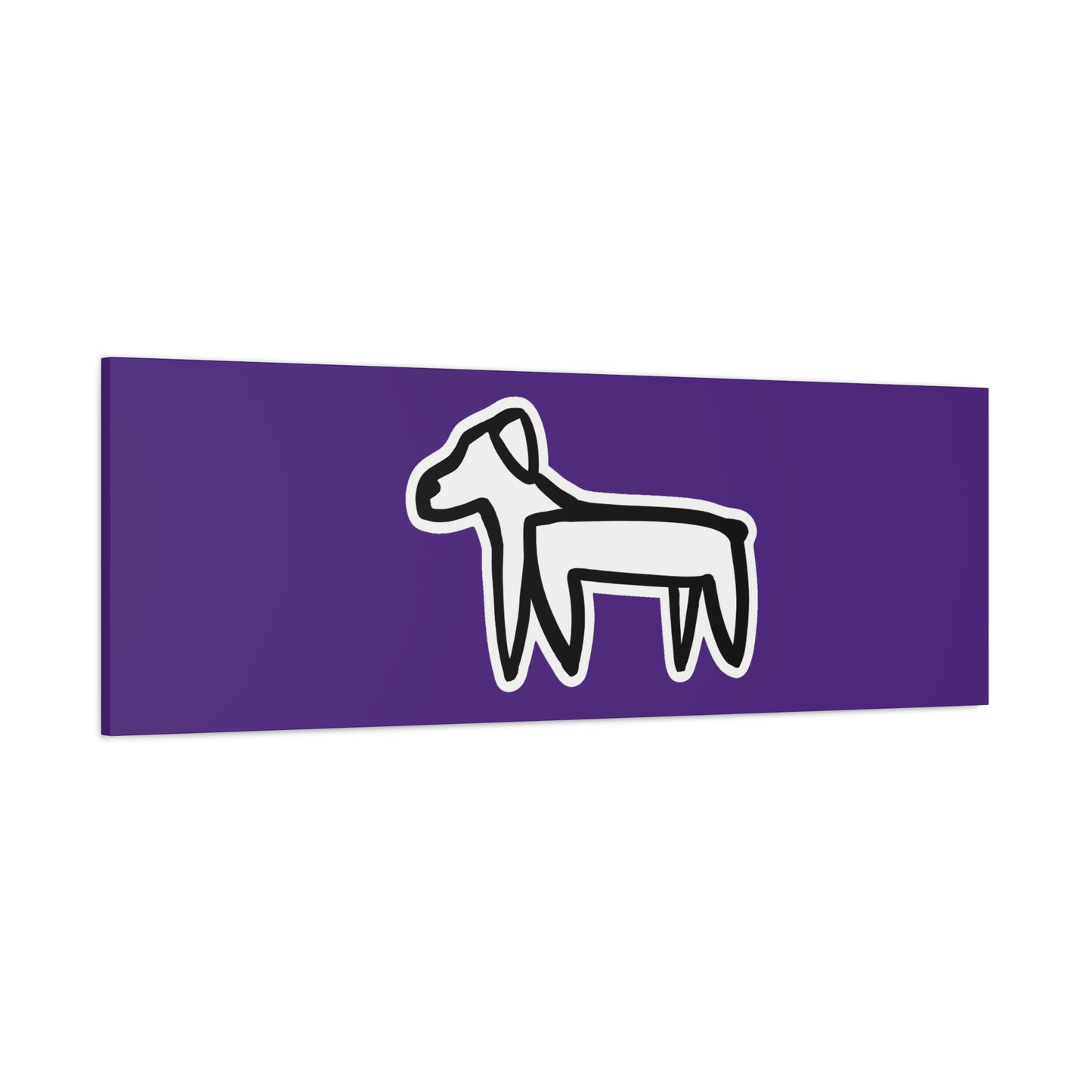 Dog Canvas Print on Purple (Sticker Style White Dog) - Dog Art Print