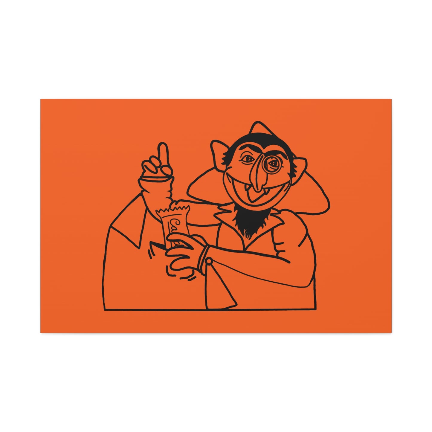 The Count Stealing Candy Outline Canvas Print Orange - Sesame Street The Count Parody Art Print