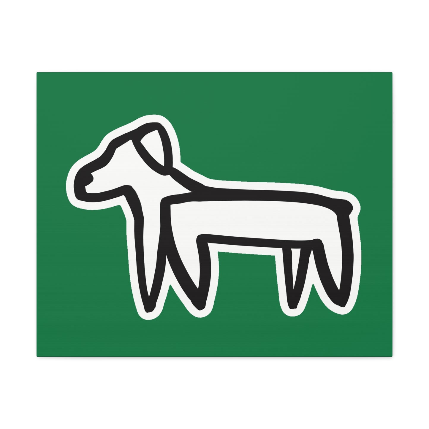 Dog Canvas Print on Green (Sticker Style White Dog) - Dog Art Print