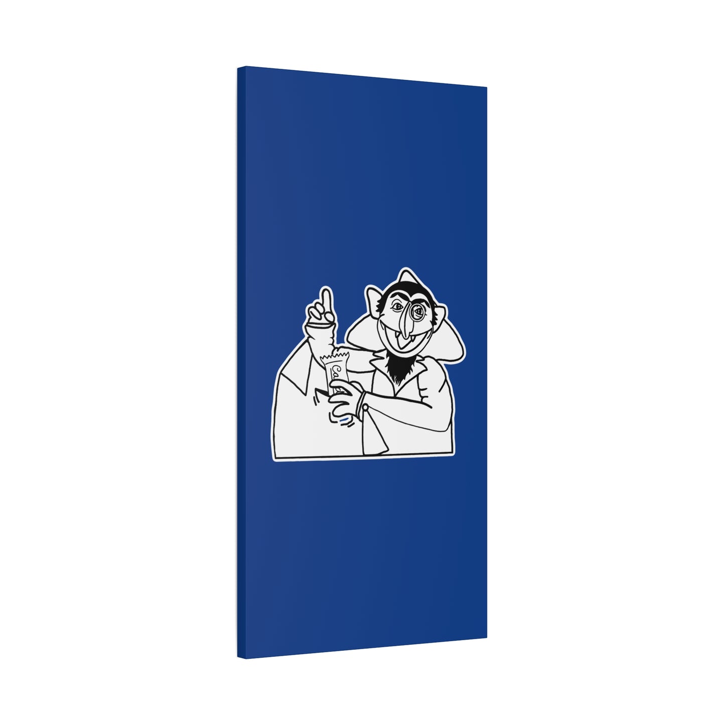 The Count Stealing Candy Outline Canvas Print Dark Blue - Sesame Street The Count Parody Art