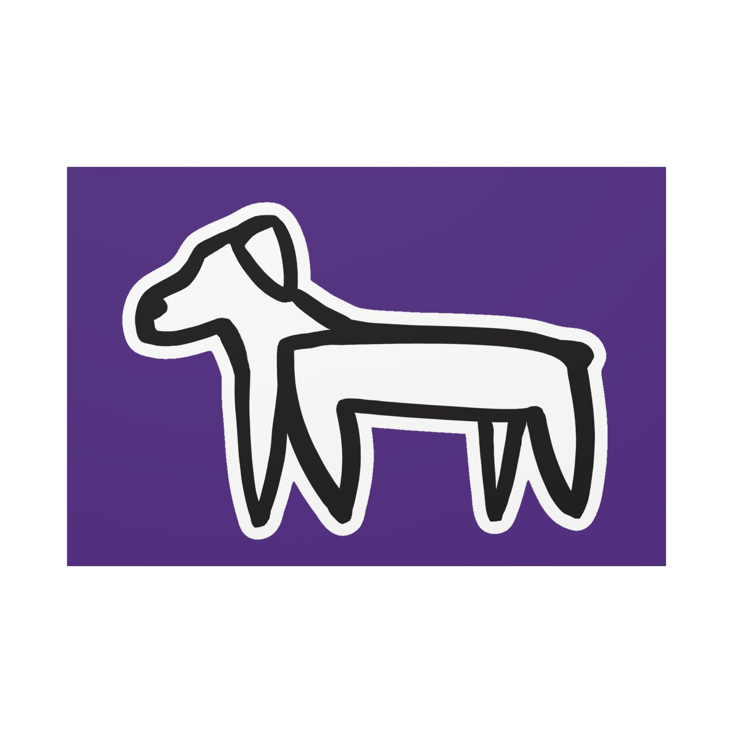Dog Canvas Print on Purple (Sticker Style White Dog) - Dog Art Print