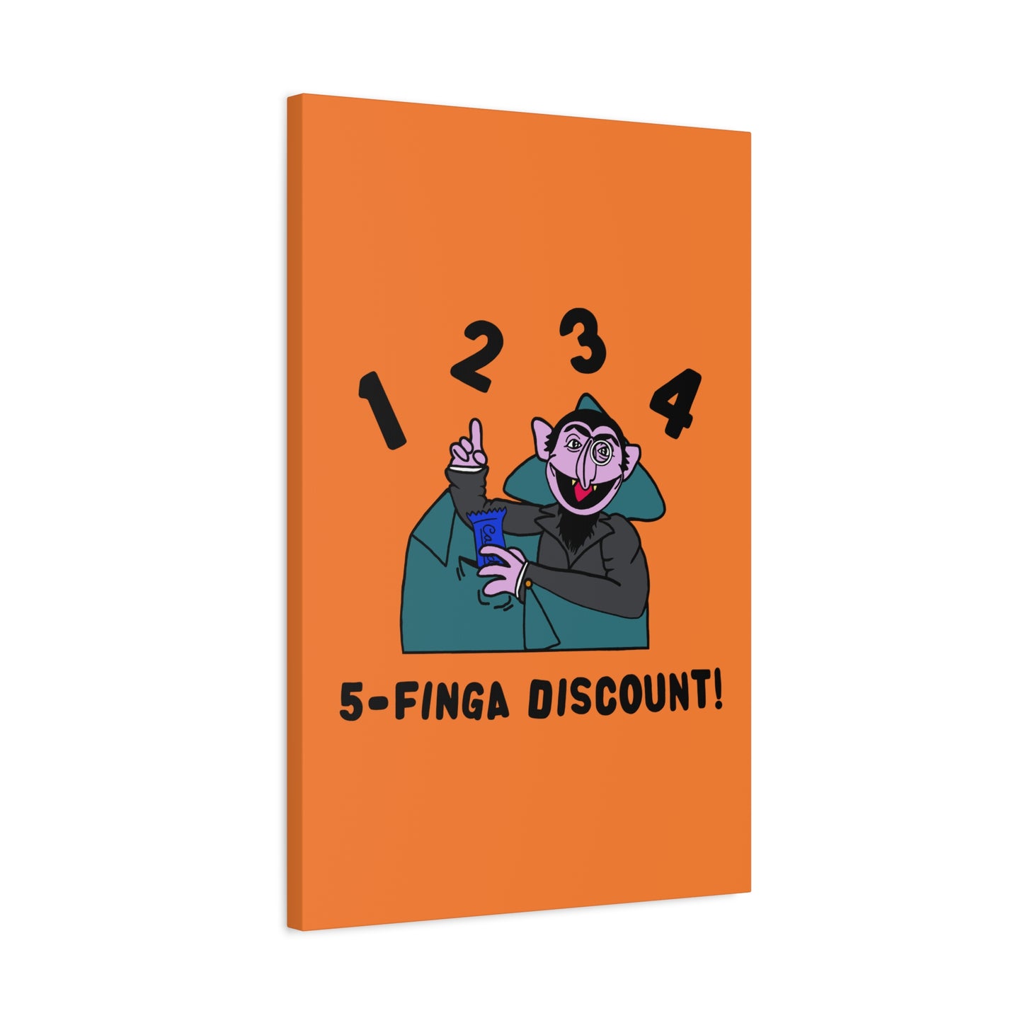 Five Finger Discount Canvas Print Light Orange - Sesame Street The Count Parody Art Print